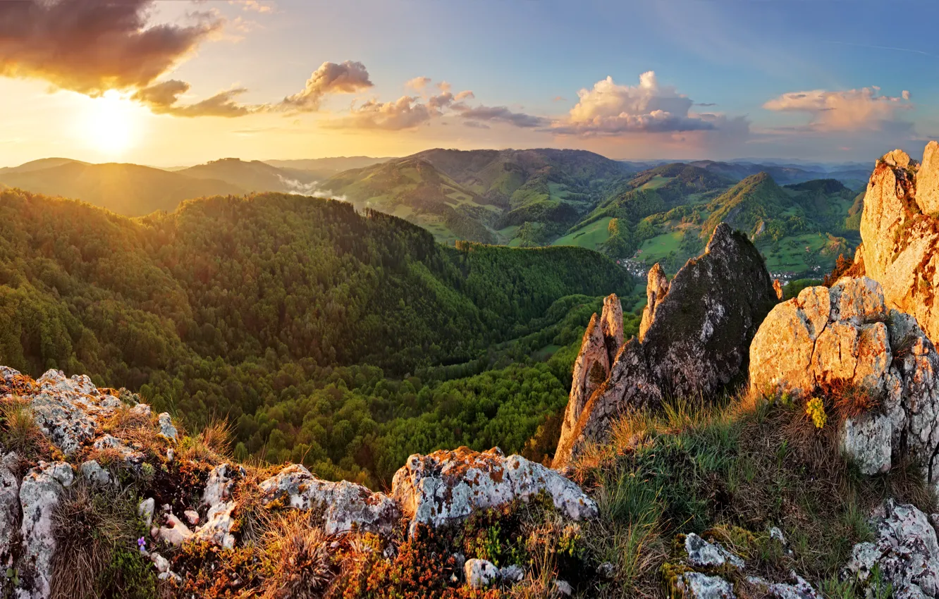 Photo wallpaper mountains, rasvet, Slovakia
