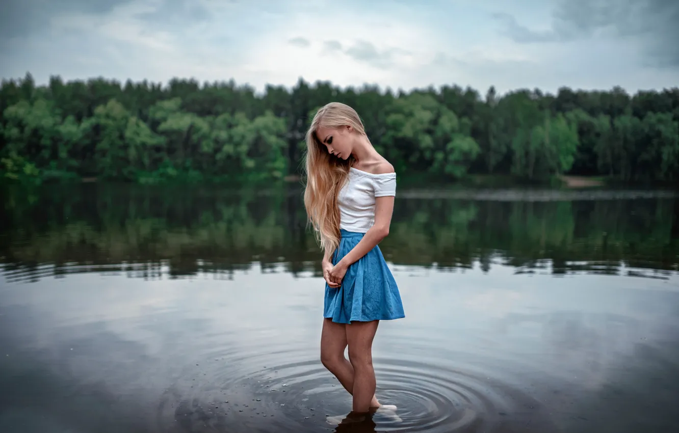 Photo wallpaper legs, the beauty, in the water, skirt, Vika, George Chernyadev, Quiet, Victoria Pichurova