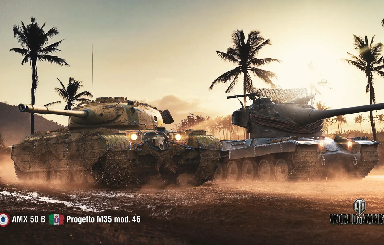 Photo wallpaper WoT, World of Tanks, Wargaming, AMX 50 B, game art, Project M35, mod. 46