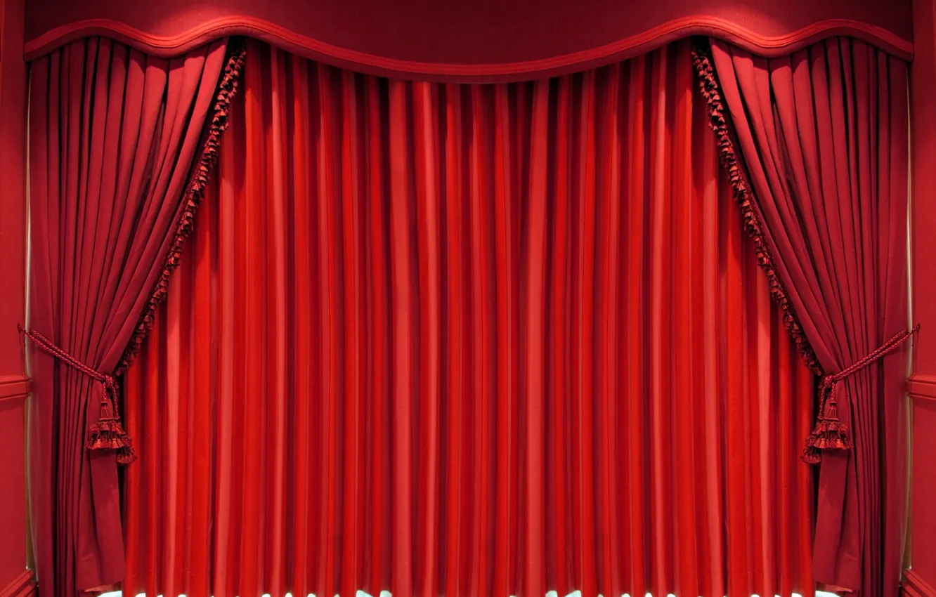 Photo wallpaper red, blind, curtain, folds, curtain