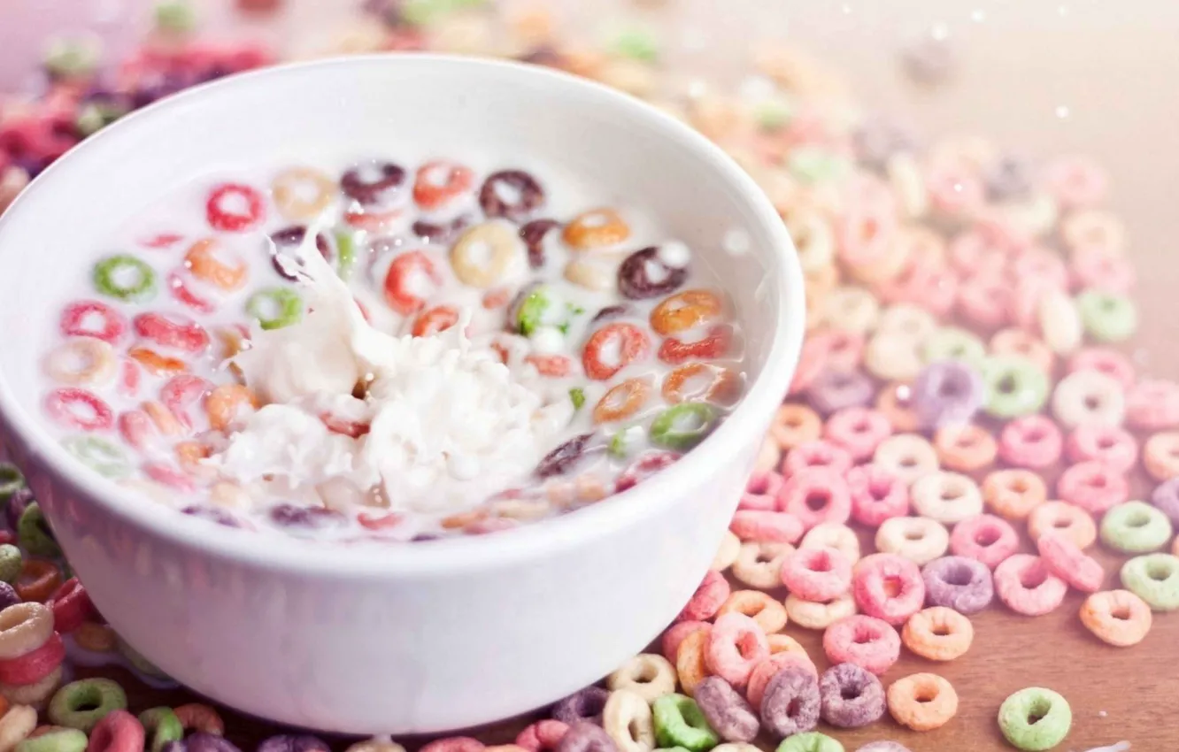 Photo wallpaper Breakfast, milk, cereal, ring
