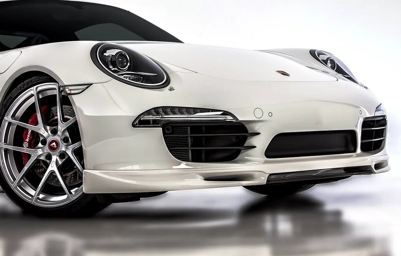 Photo wallpaper face, 911, Porsche, white, Porsche, bumper, Carrera, 2015
