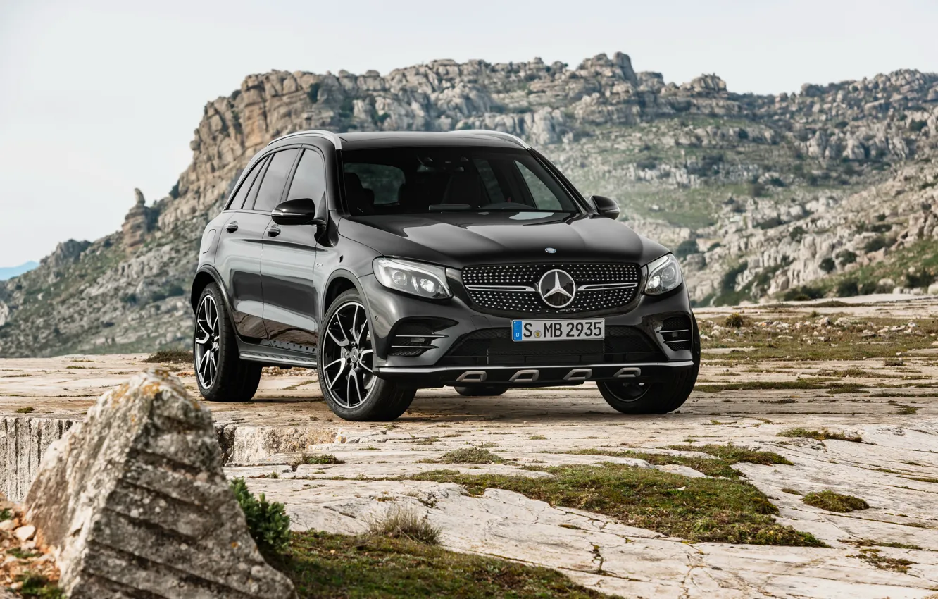 Photo wallpaper black, Mercedes-Benz, SUV, Mercedes, AMG, Black, X253, GLC-Class