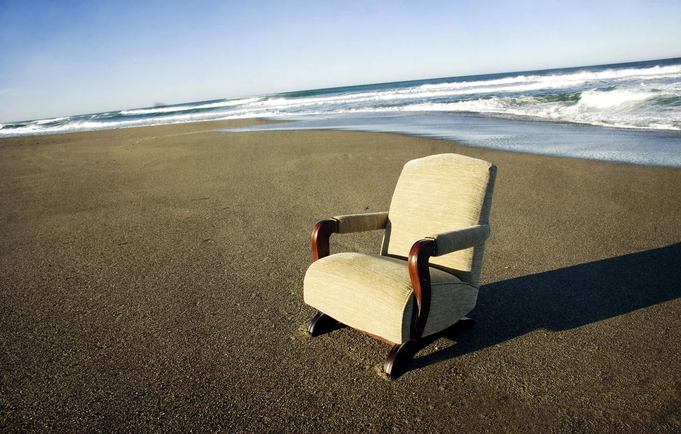 Photo wallpaper sea, beach, chair
