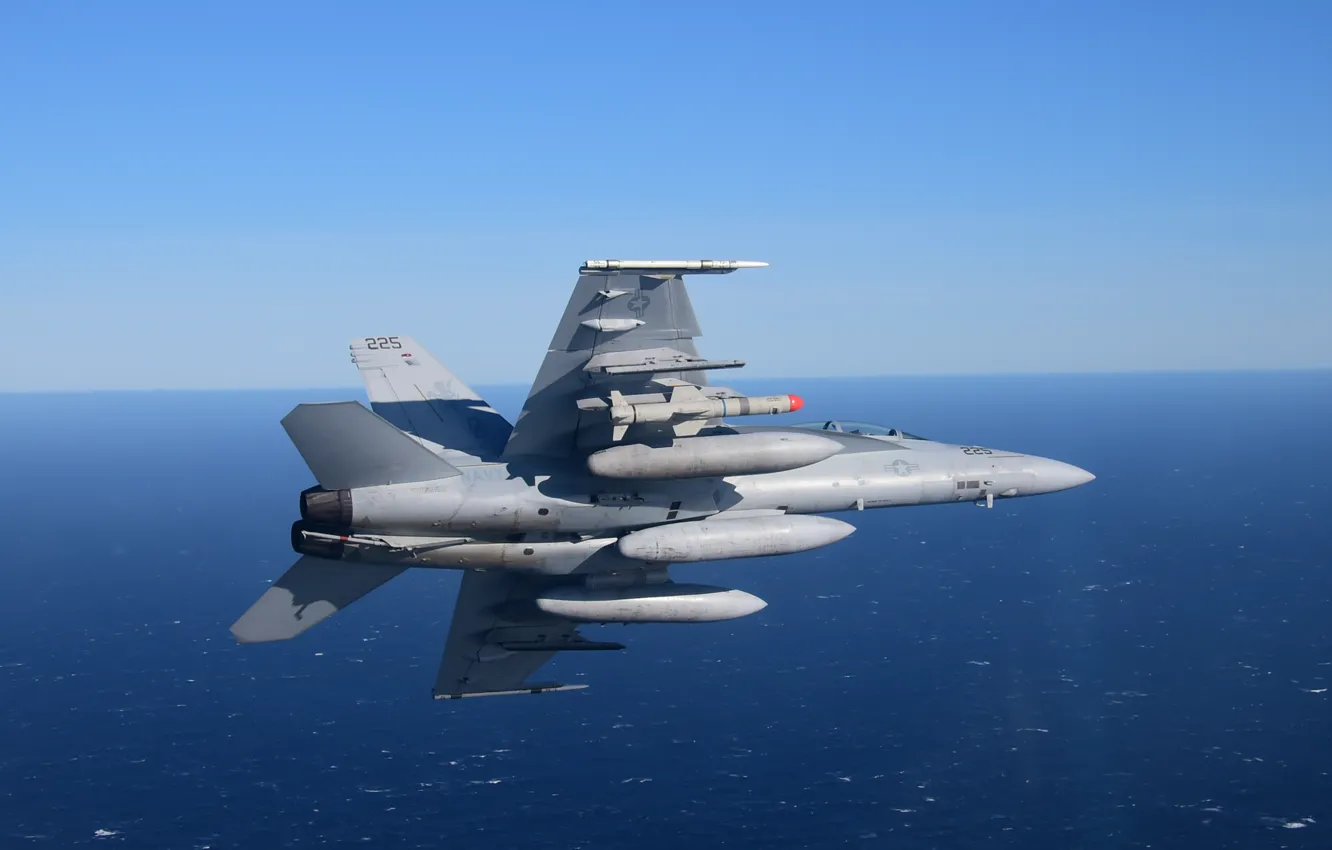 Photo wallpaper sea, flight, Hornet, FA-18