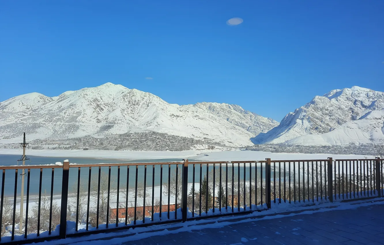 Photo wallpaper Tashkent, snow in the mountain, mountains, winter, view