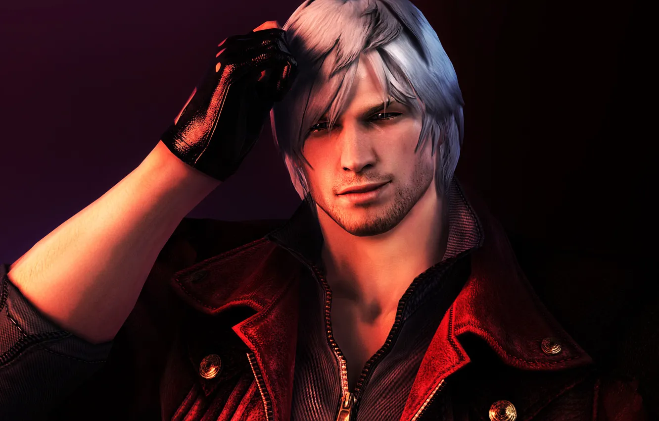 Photo wallpaper face, hair, white, Dante, DMC, Capcom, Devil May Cry