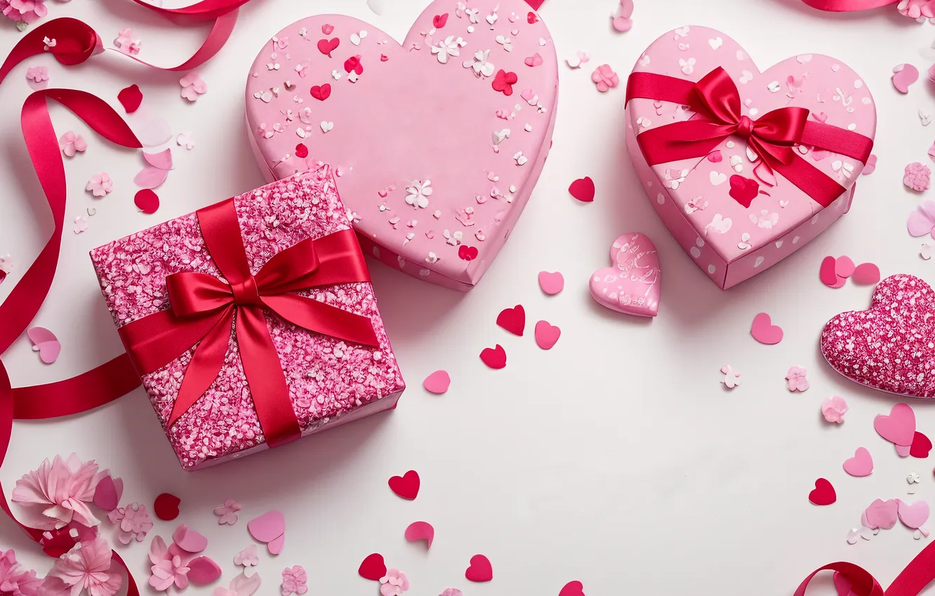 Photo wallpaper love, gift, romance, heart, love, Valentine's day, heart, pink