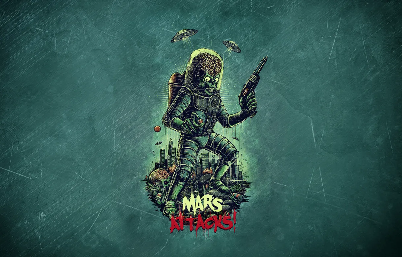 Photo wallpaper Minimalism, Art, Helix, Mars Attacks!, Mars attacks, Mars attacks!, Martian, by Bogdan Timchenko