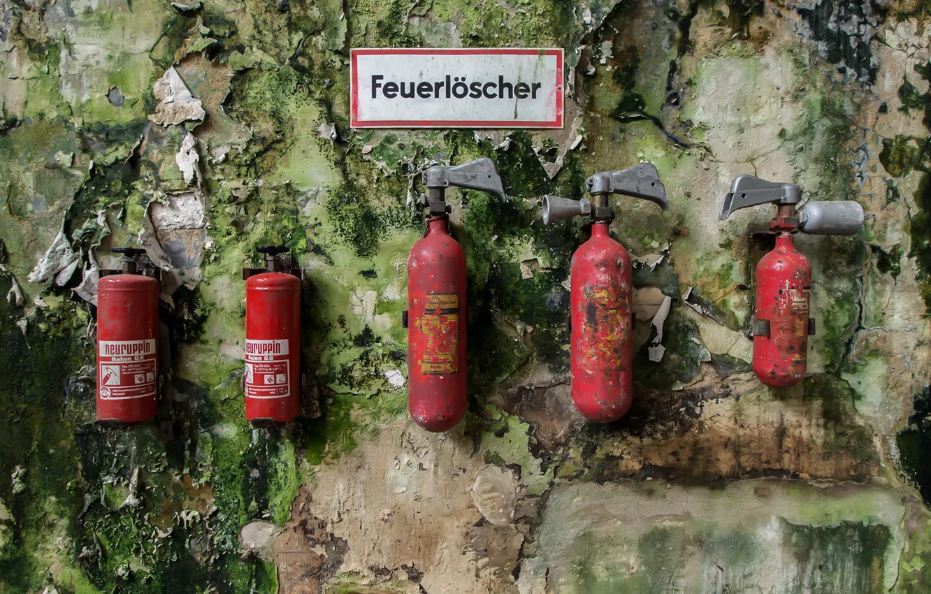 Photo wallpaper background, wall, fire extinguishers