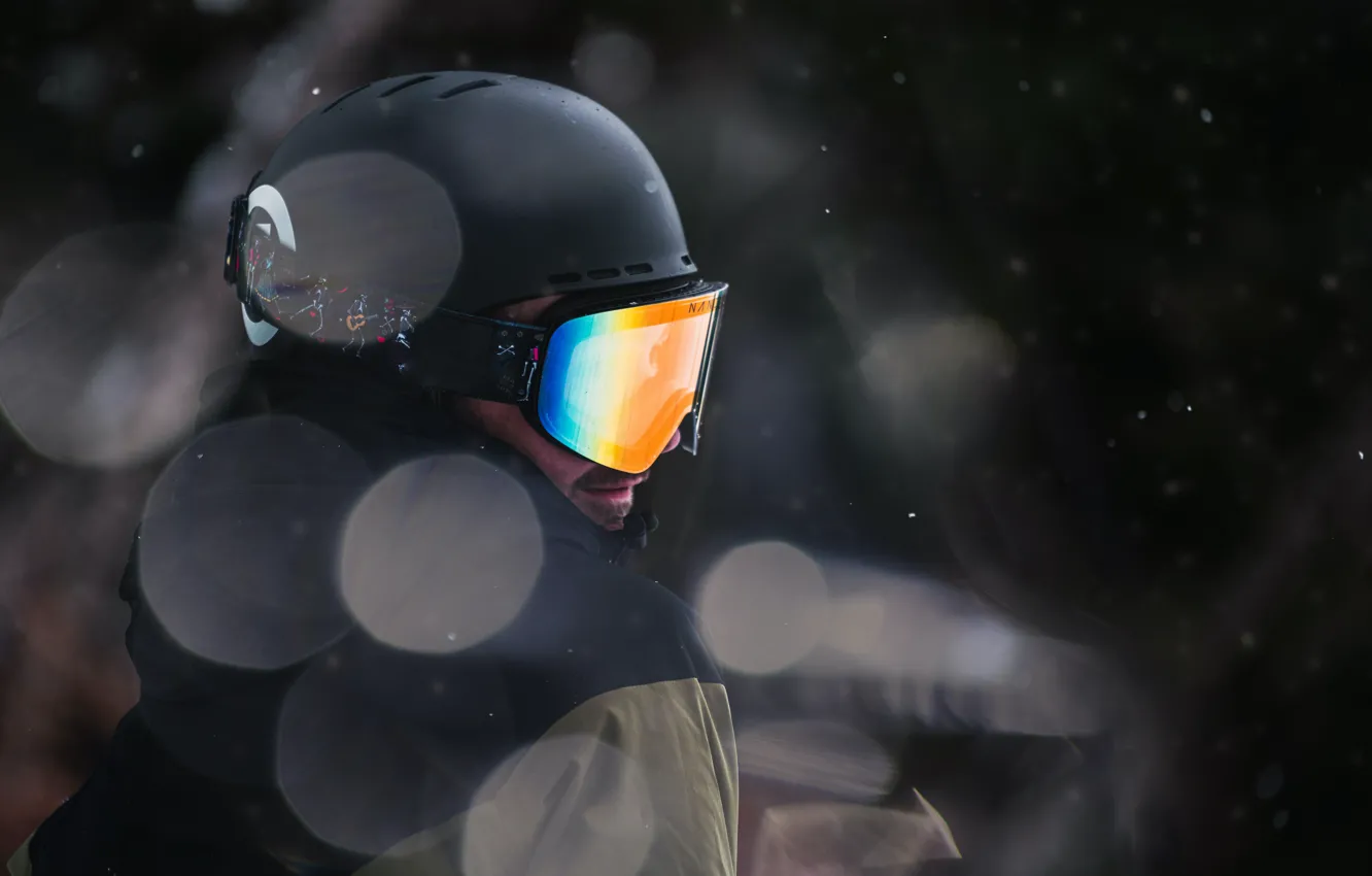Photo wallpaper Glasses, Helmet, Ski