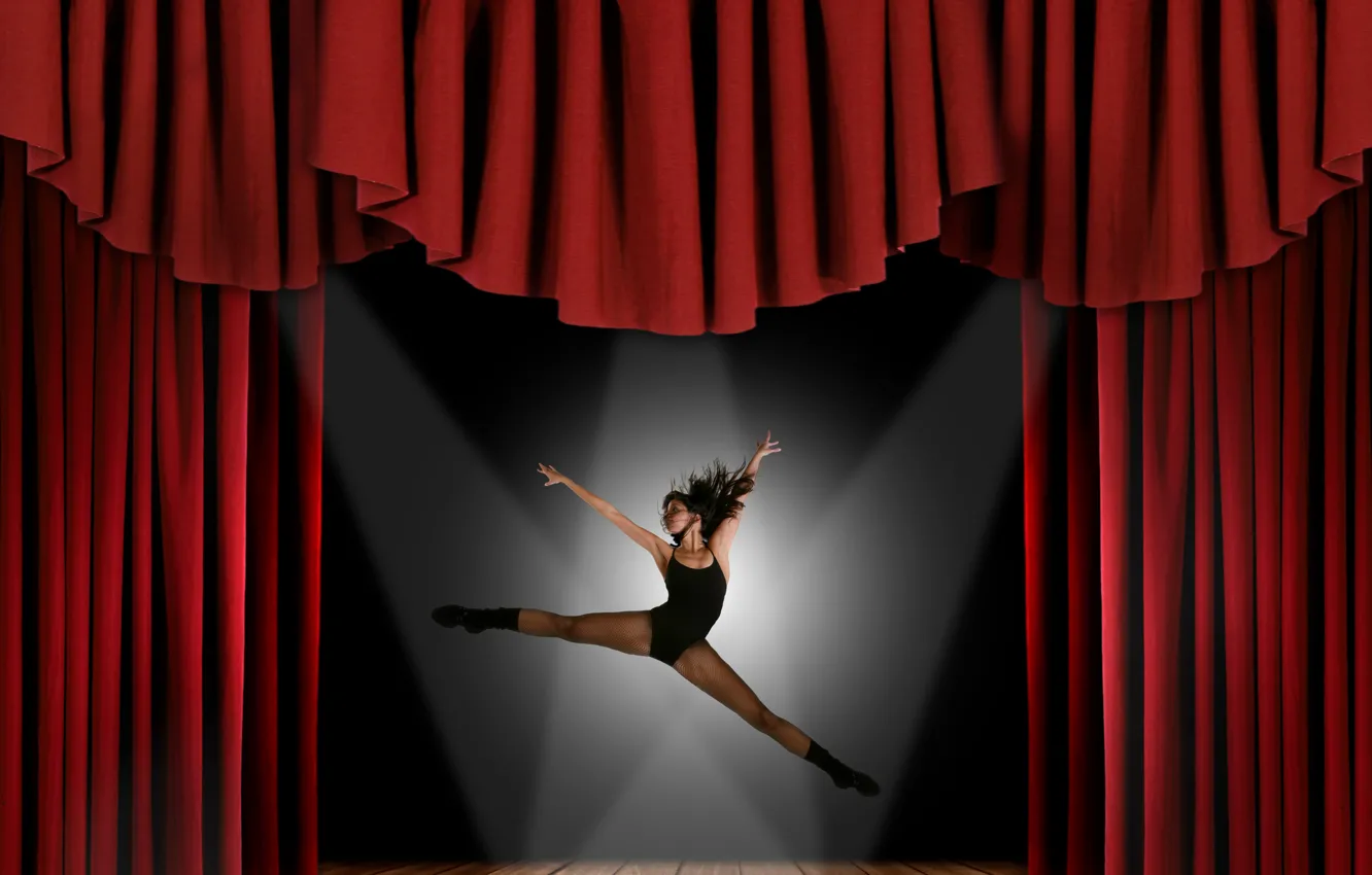 Photo wallpaper girl, scene, dance, curtain, dancer