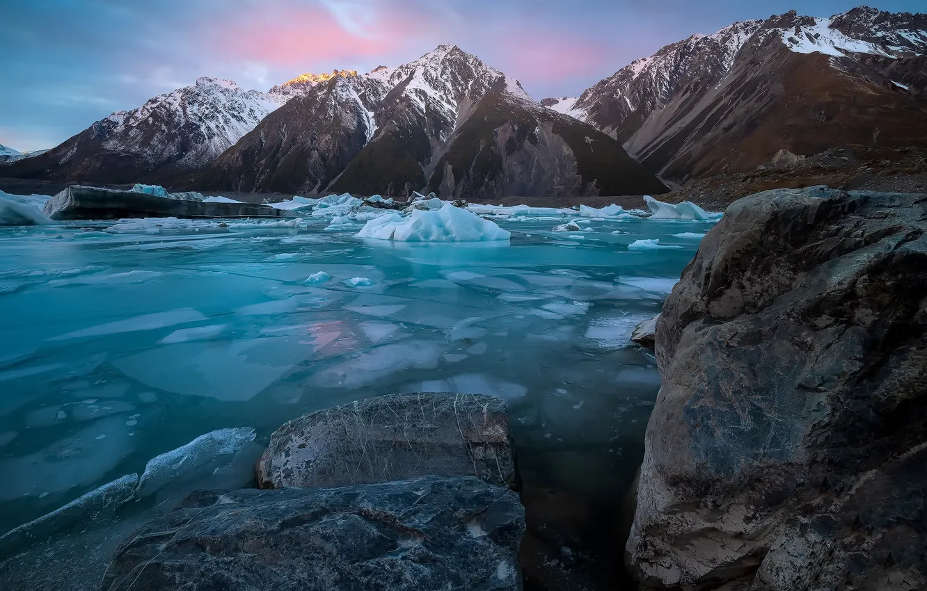 Photo wallpaper nature, New Zealand, tasman lake
