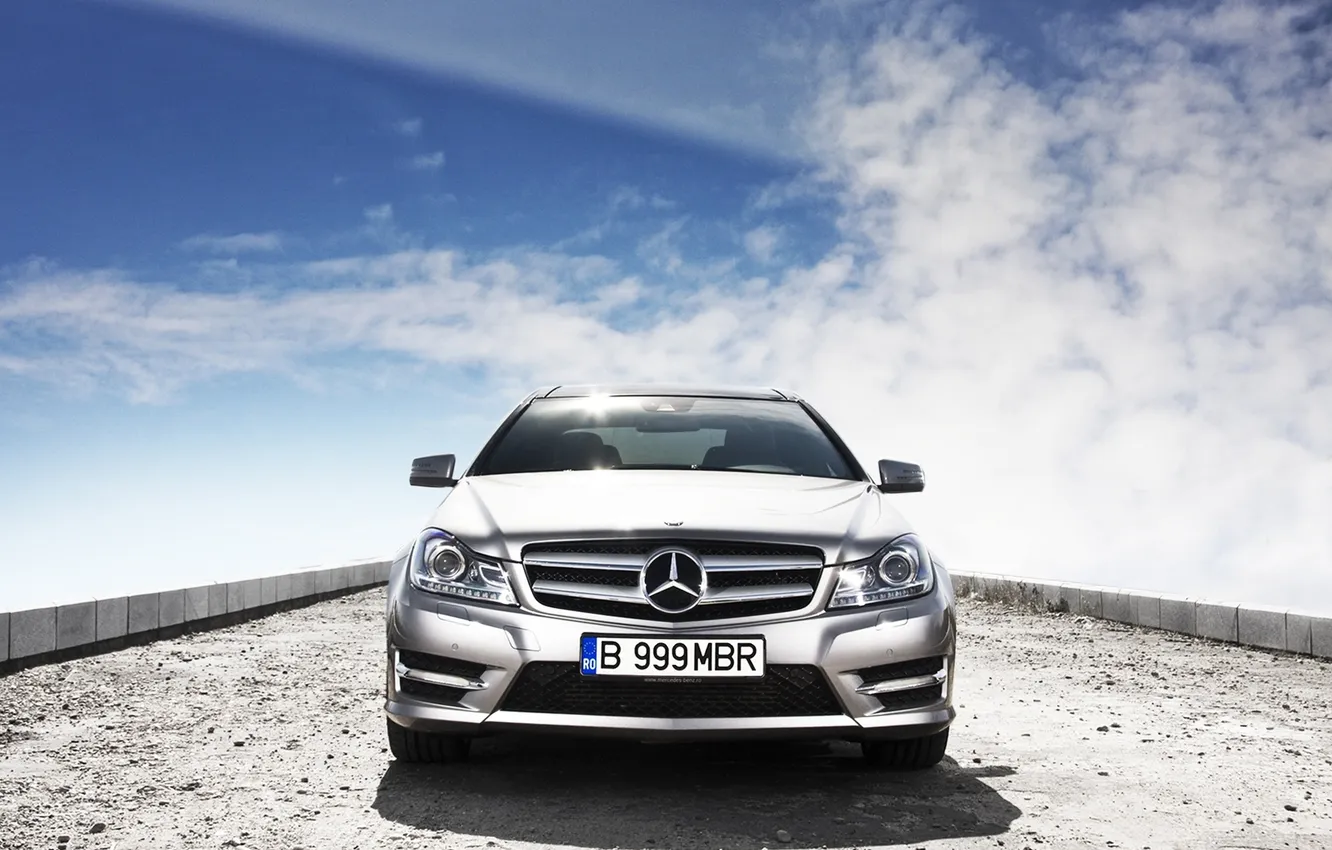 Photo wallpaper cars, auto, Coupe, cars walls, wallpapers auto, the view from the front, mercedes c сlasse