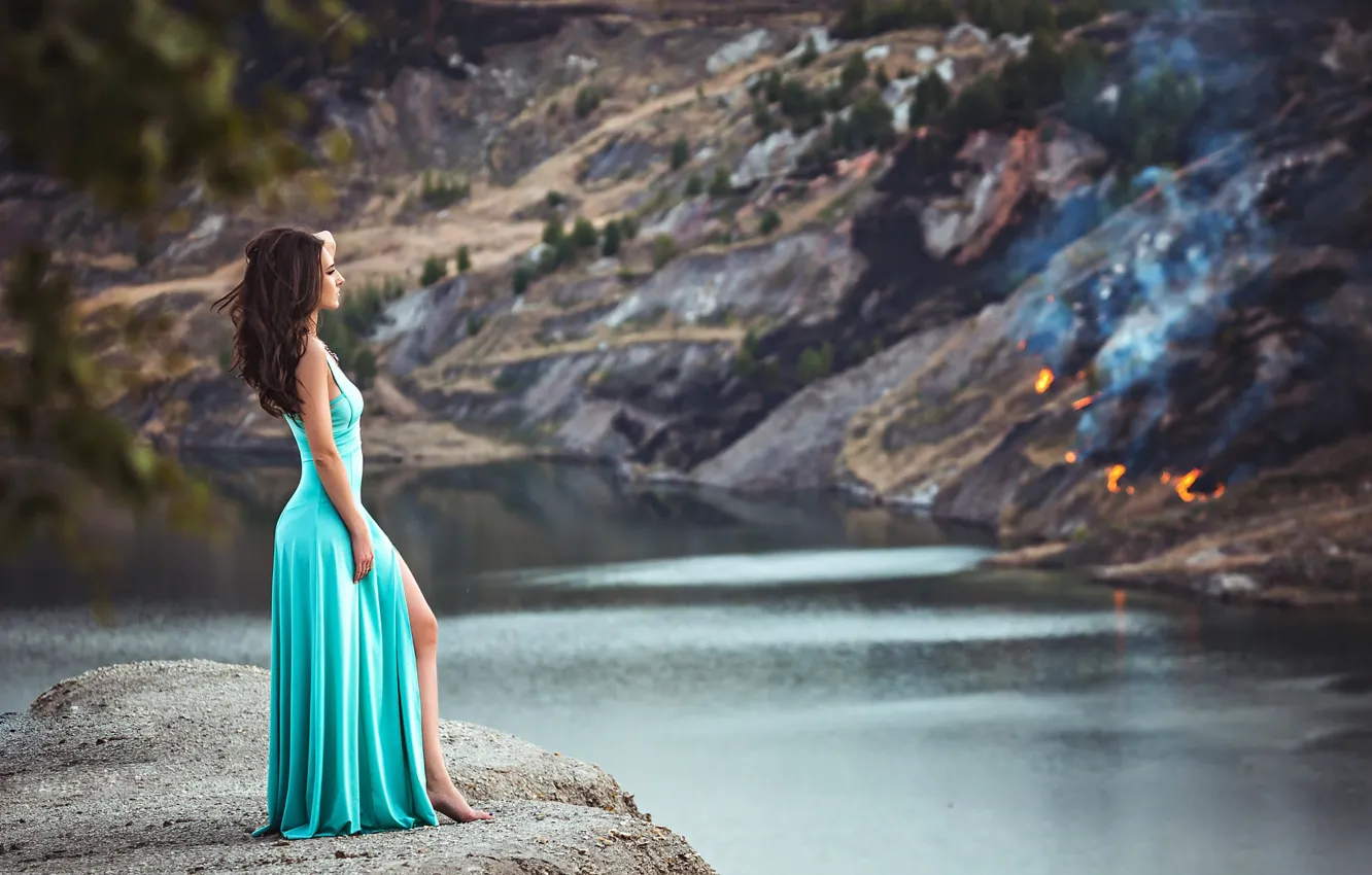 Photo wallpaper girl, lake, dress, Daria, Anton Harisov