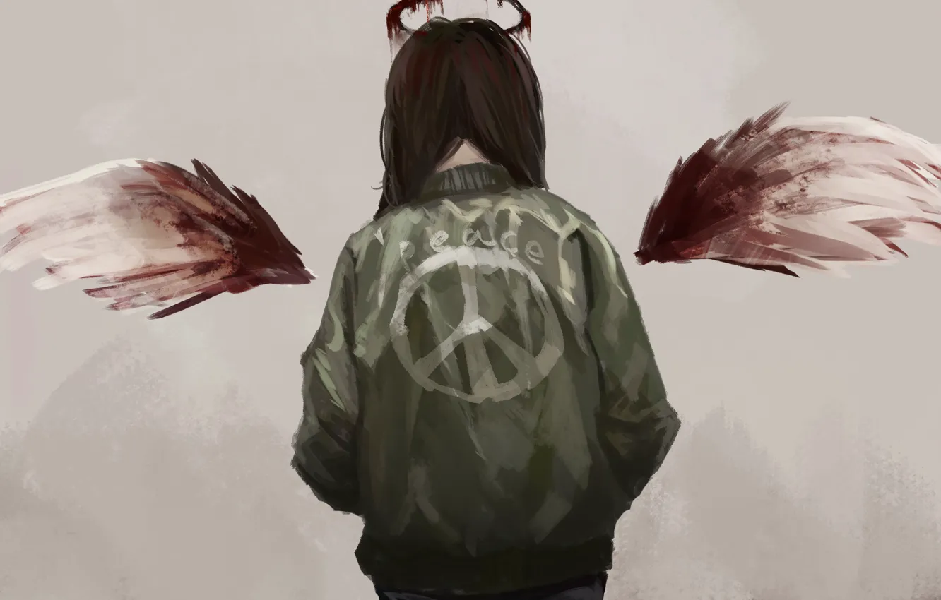 Photo wallpaper blood, the world, angel, girl, pacifism