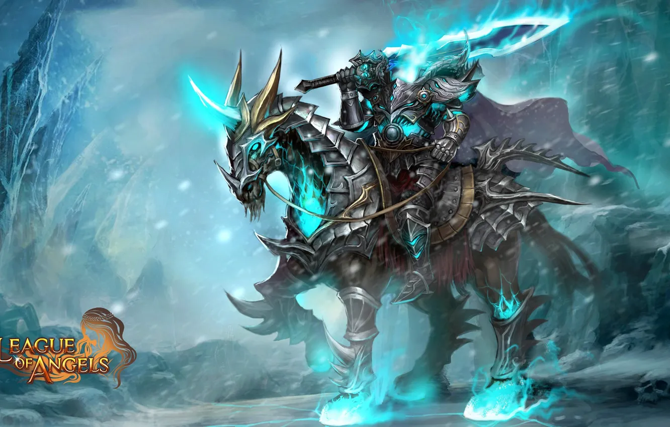 Photo wallpaper horse, armor, knight, League of Angels, the headless horseman