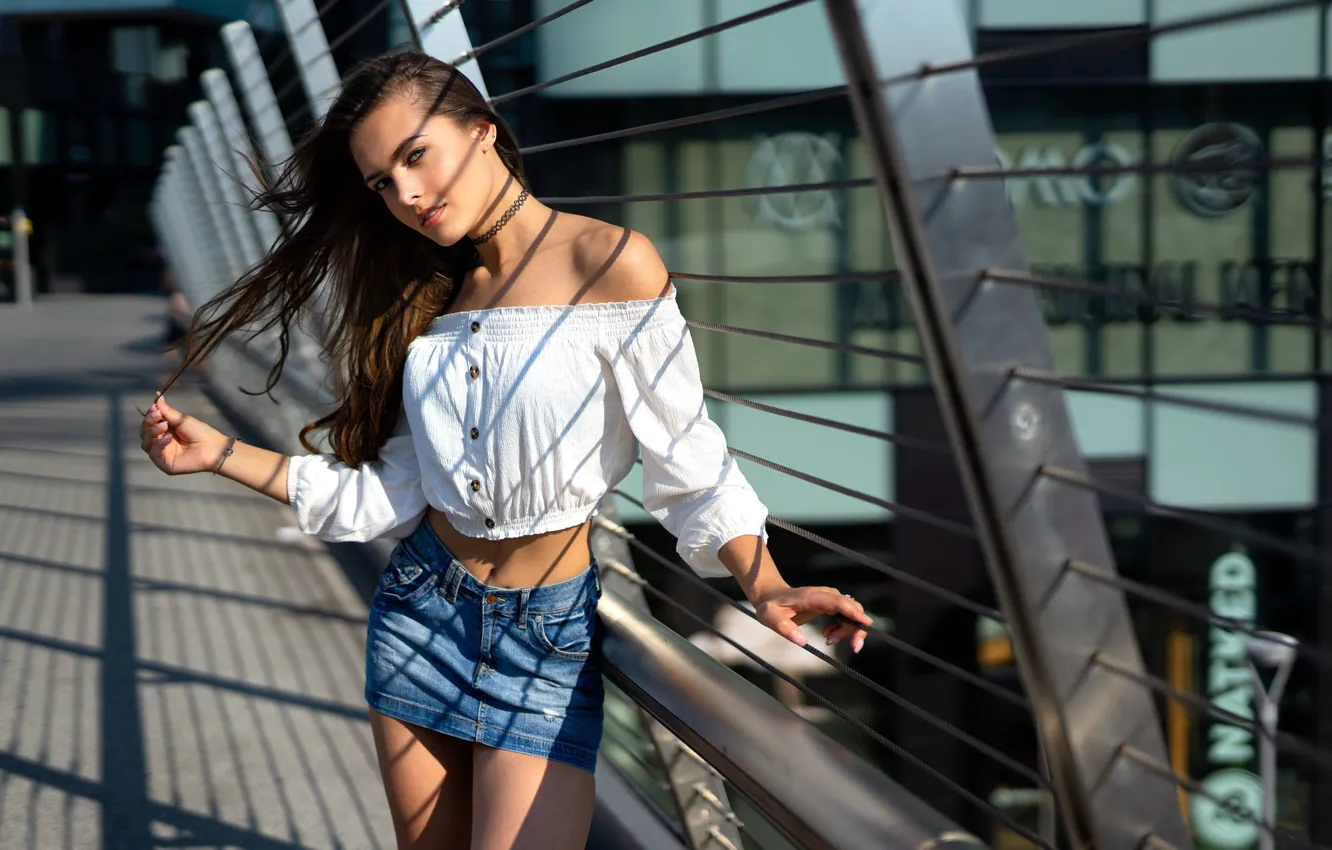 Photo wallpaper look, sexy, model, skirt, portrait, makeup, figure, hairstyle