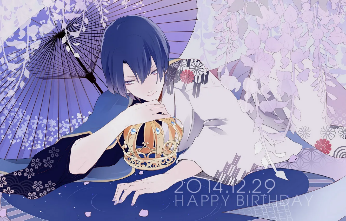 Photo wallpaper umbrella, anime, art, guy, Uta no prince-sama