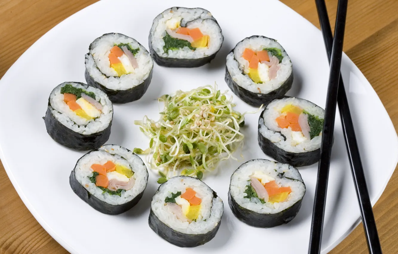 Photo wallpaper food, sushi, soy, parostky