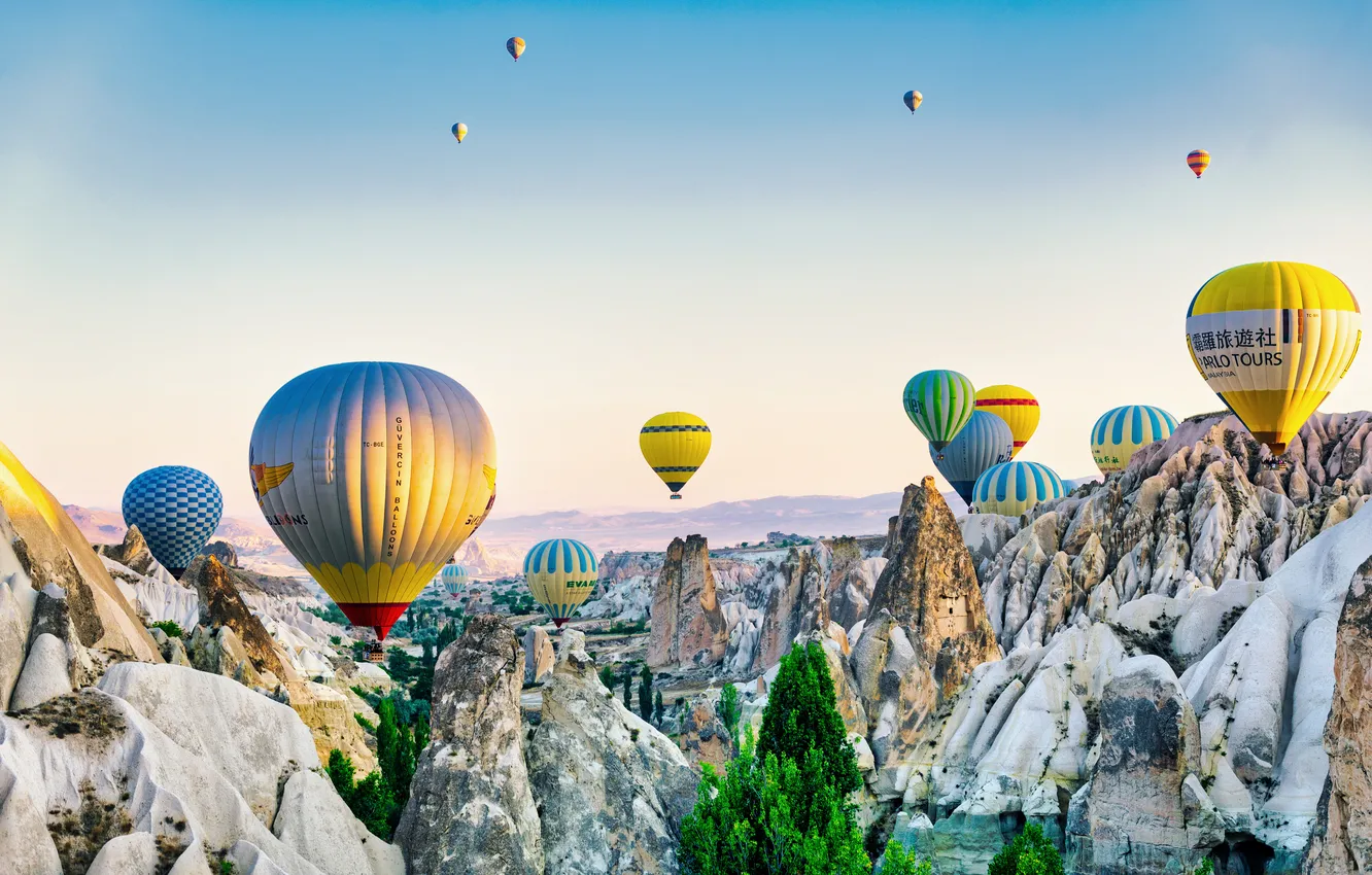 Photo wallpaper balloons, rocks, Turkey