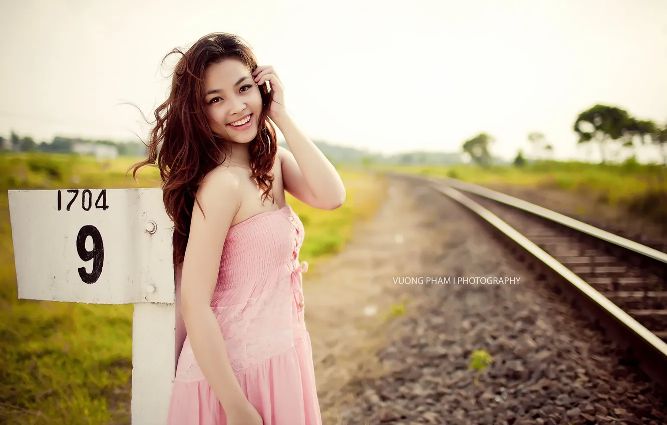 Photo wallpaper girl, smile, Asian