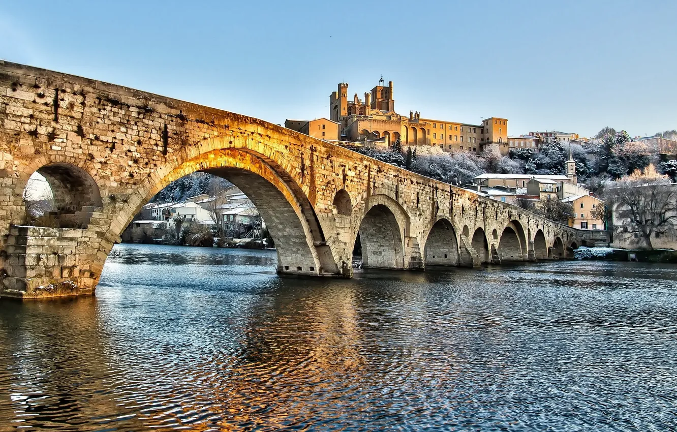 Photo wallpaper bridge, the city, river