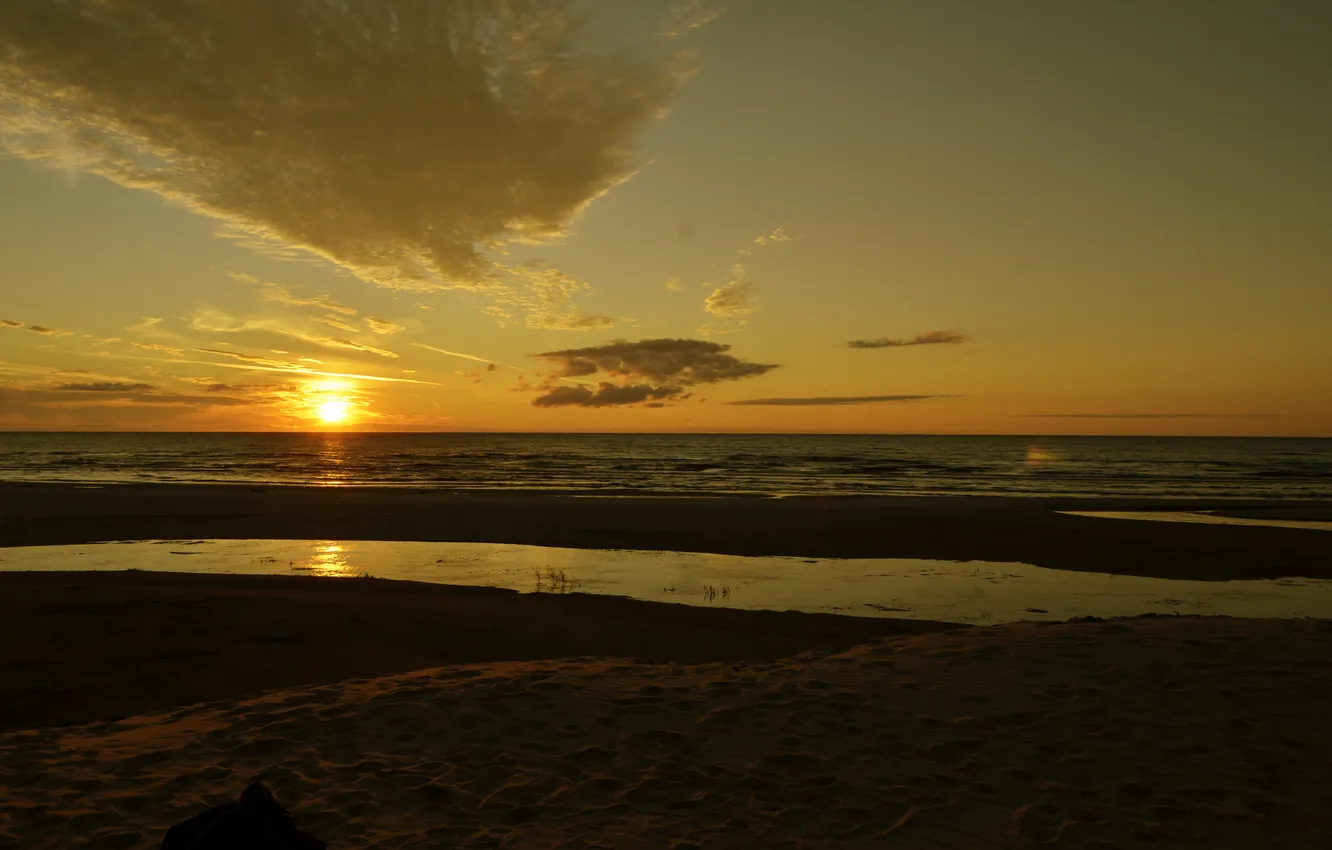 Photo wallpaper sand, sea, sunset, The sun