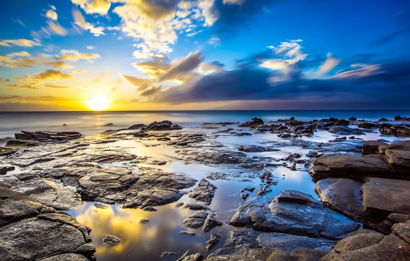 Photo wallpaper stones, the ocean, shore