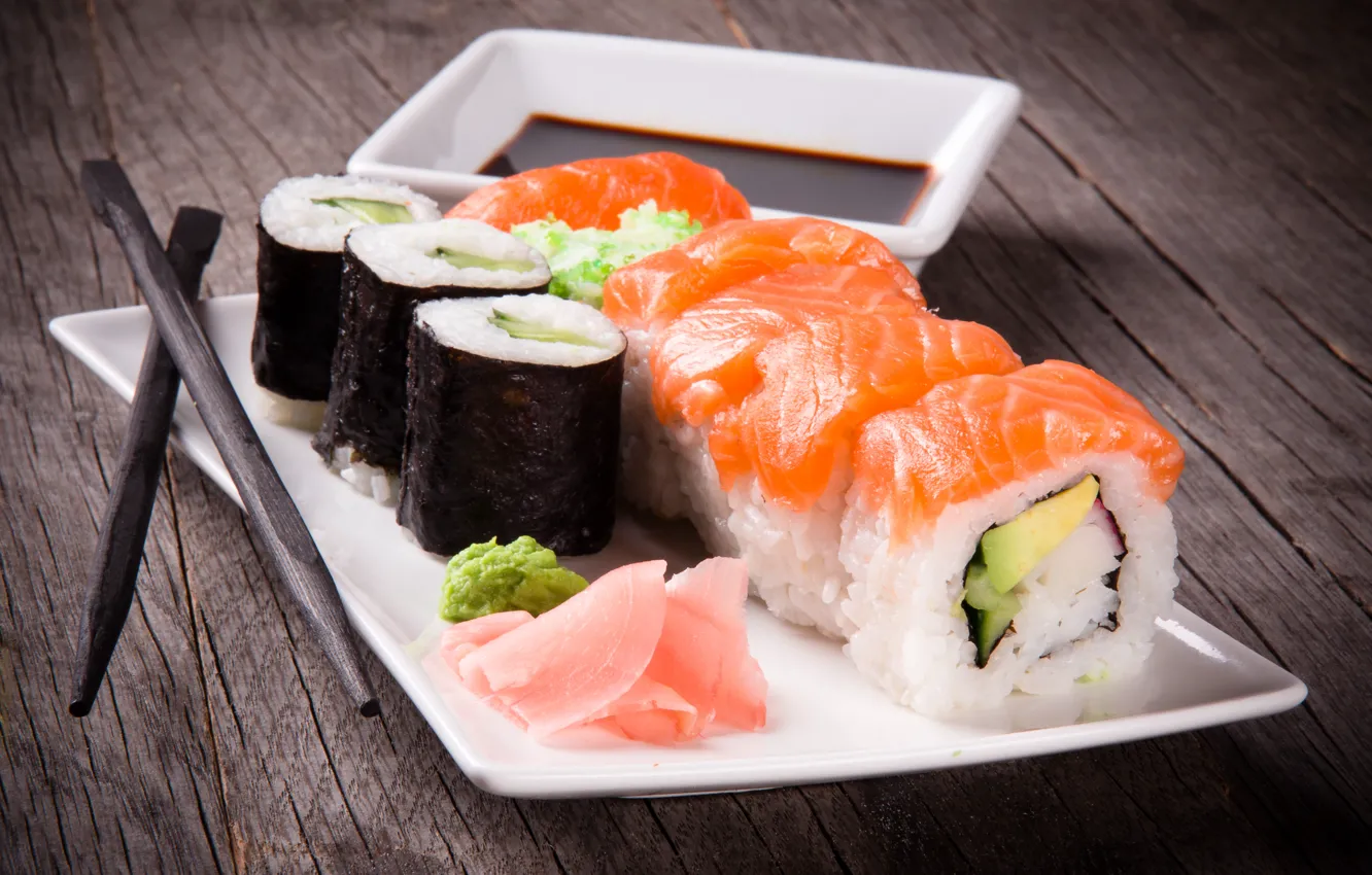 Photo wallpaper food, dish, sushi