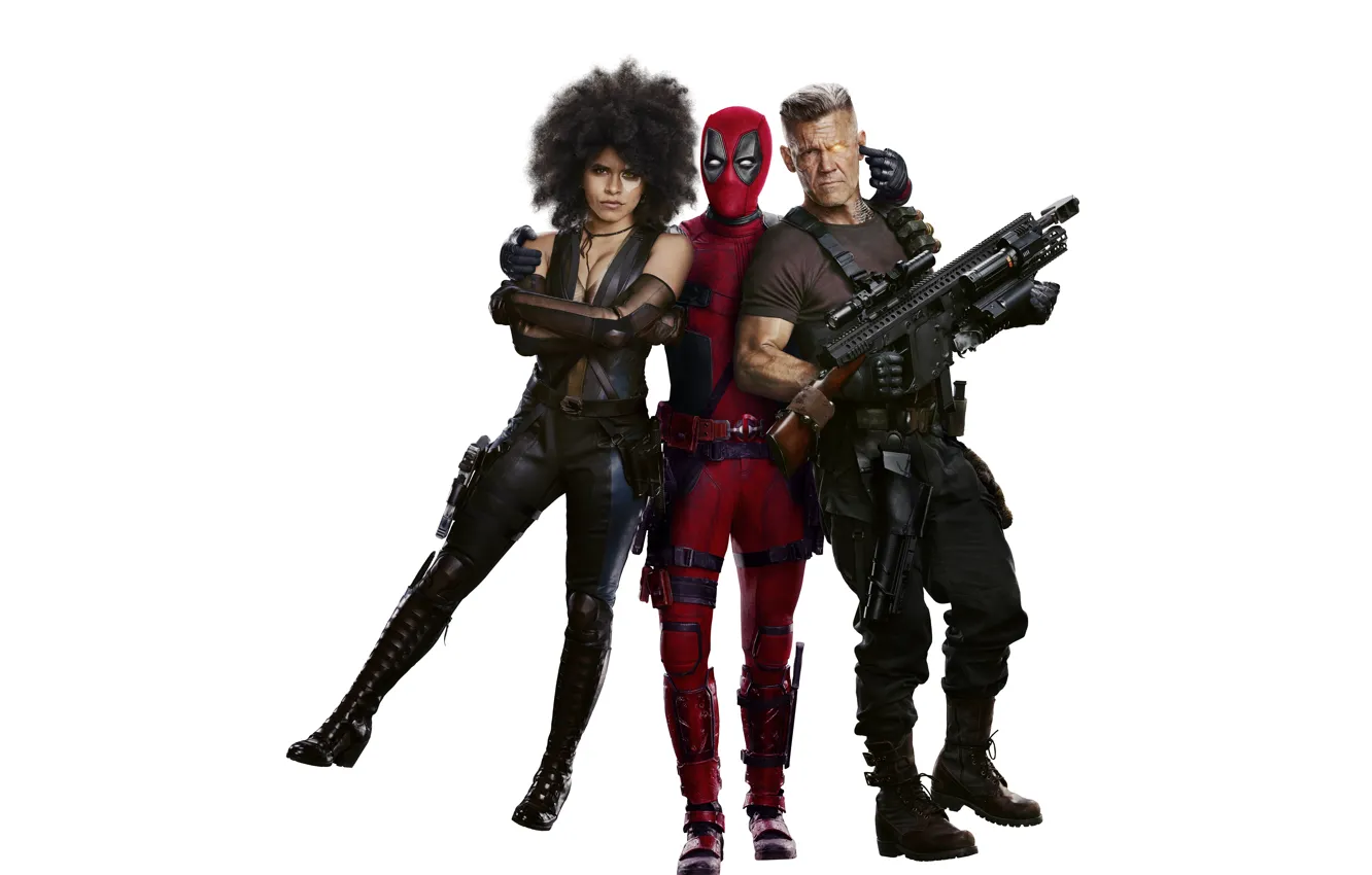 Photo wallpaper Morena Baccarin, Girl, Action, Ryan Reynolds, Superheroes, Men, Guns, Deadpool