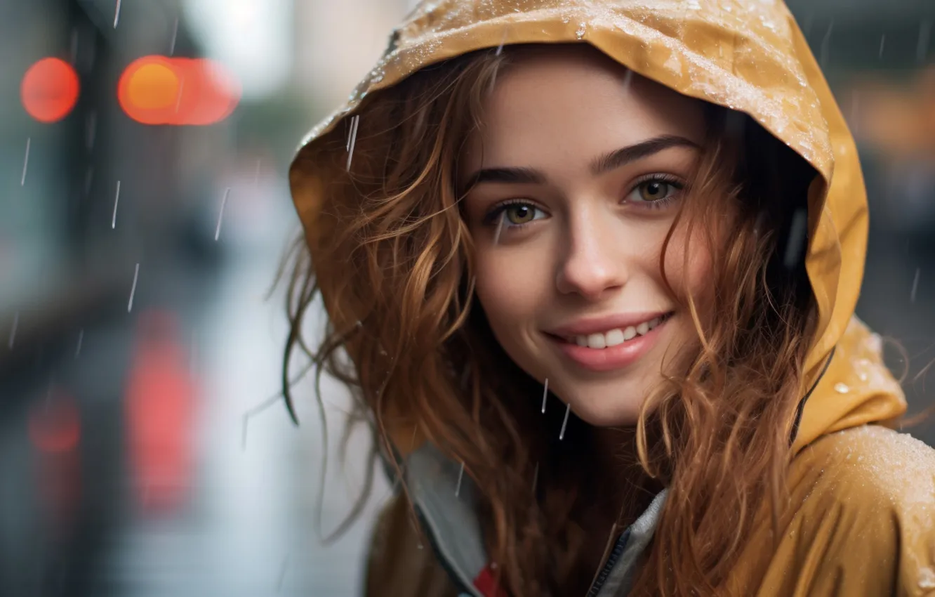 Photo wallpaper look, girl, face, portrait, AI art, neural network