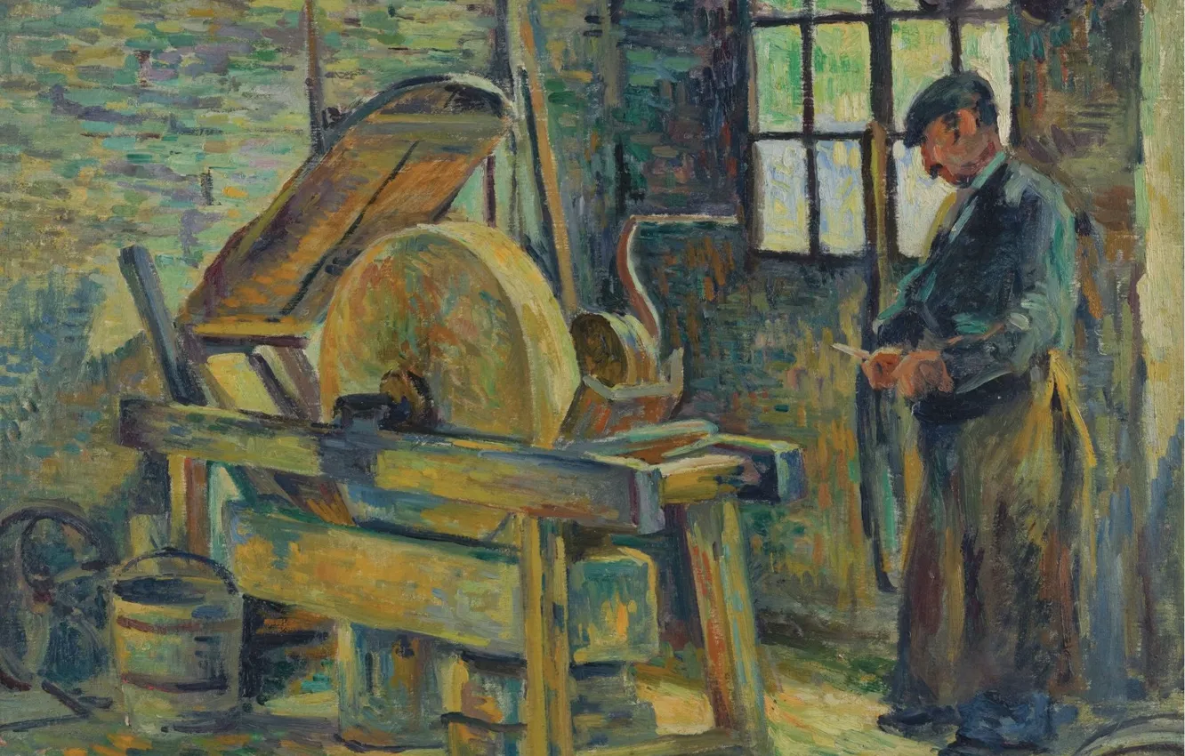 Photo wallpaper interior, picture, genre, 1907, Maximilien Luce, Maximilien Luce, Grinder