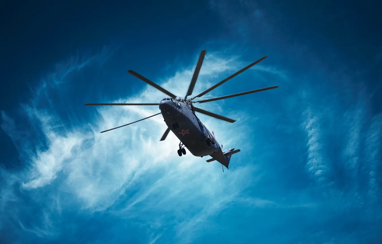 Photo wallpaper The sky, Helicopter, Halo, USSR, Russia, BBC, Mi-26, Mil