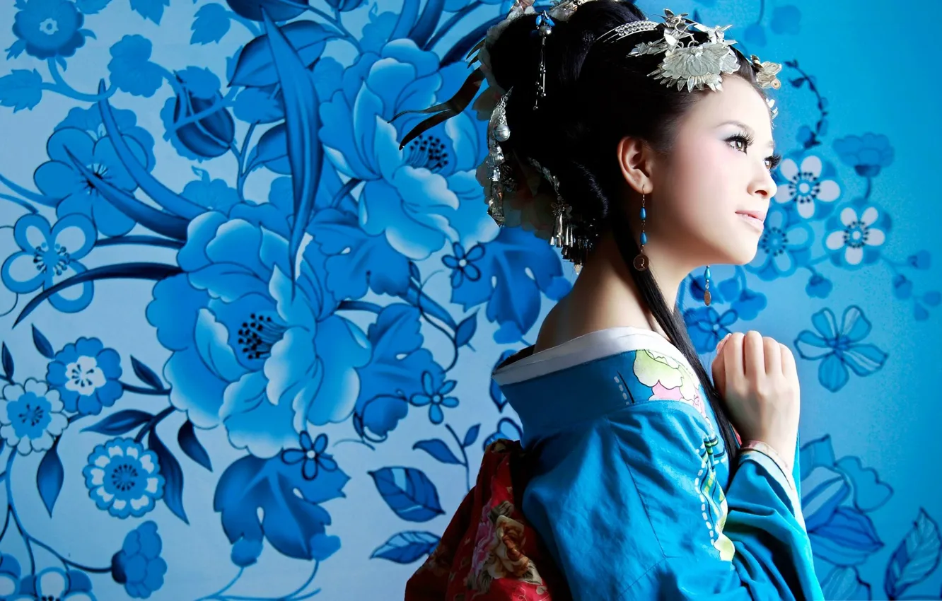 Photo wallpaper pattern, model, Japanese, Asian