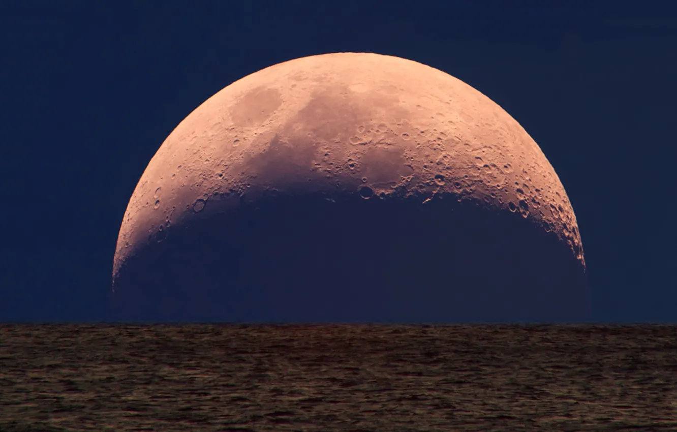 Photo wallpaper sea, night, the moon