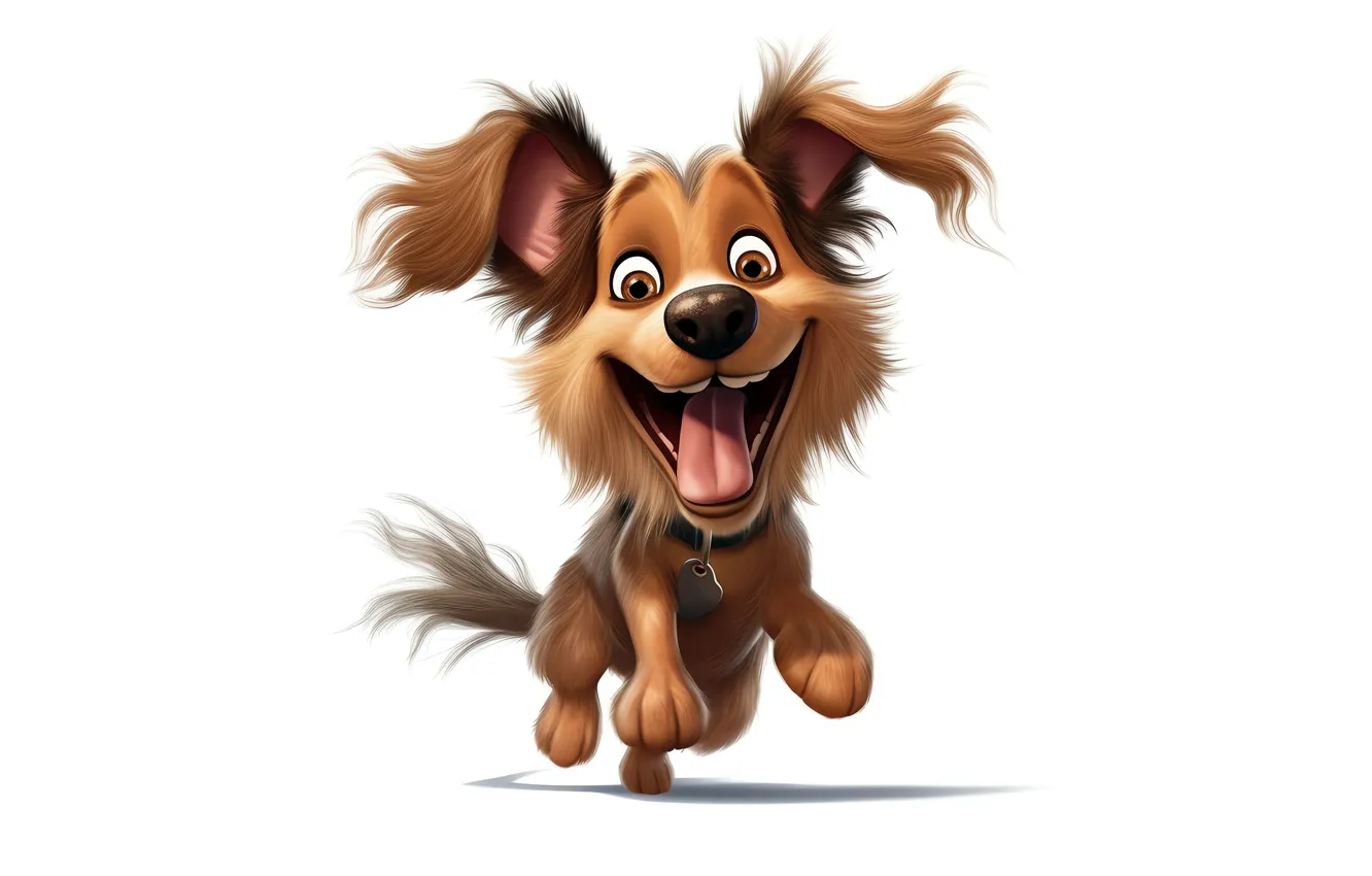 Photo wallpaper joy, dog, white background, digital art, AI art, The Art of Artificial Intelligence, neural network