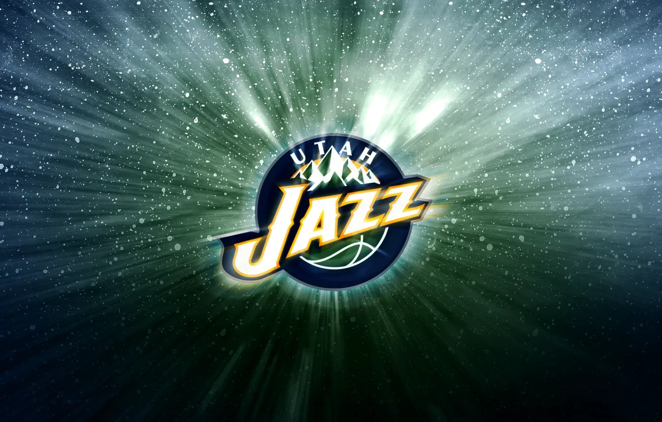 Photo wallpaper mountains, background, logo, jazz, Basketball, Utah, NBA, Utah Jazz