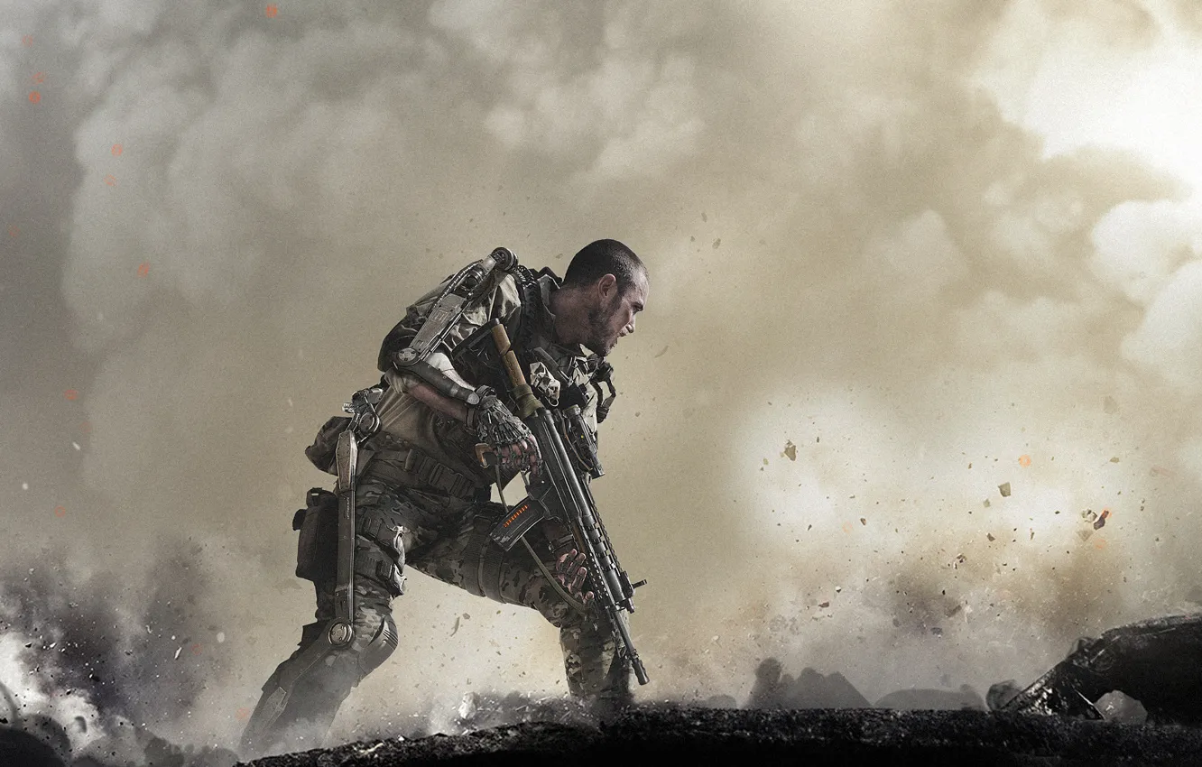Photo wallpaper CoD, Weapon, Activision, Field, Soldier, Video Game, Sledgehammer Games, Call of Duty: Advanced Warfare