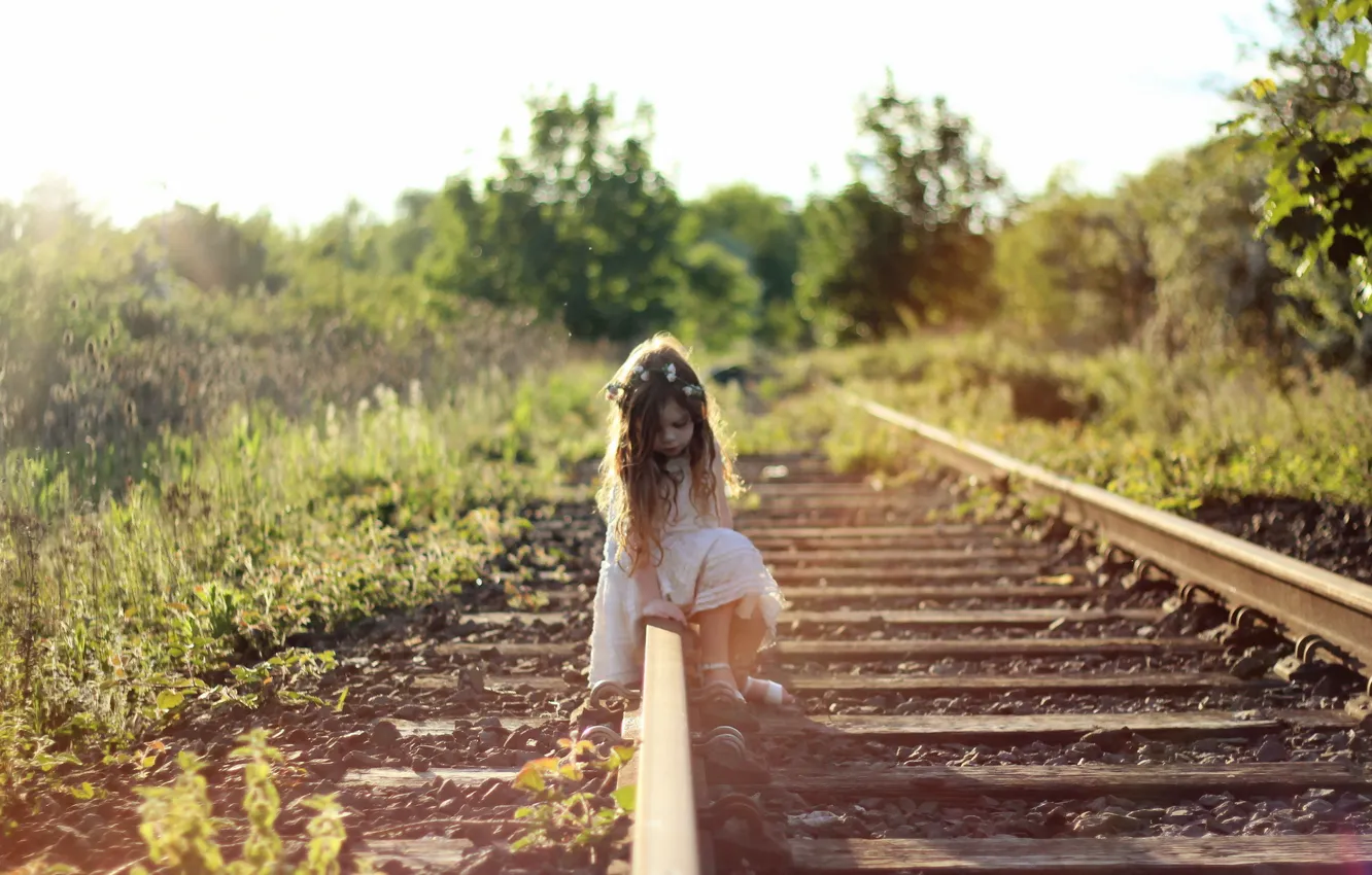 Photo wallpaper summer, mood, girl, railroad