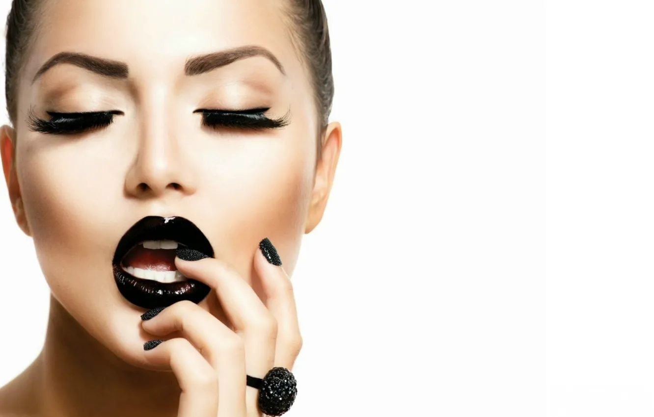 Photo wallpaper girl, eyelashes, makeup, ring, Anna Subbotina