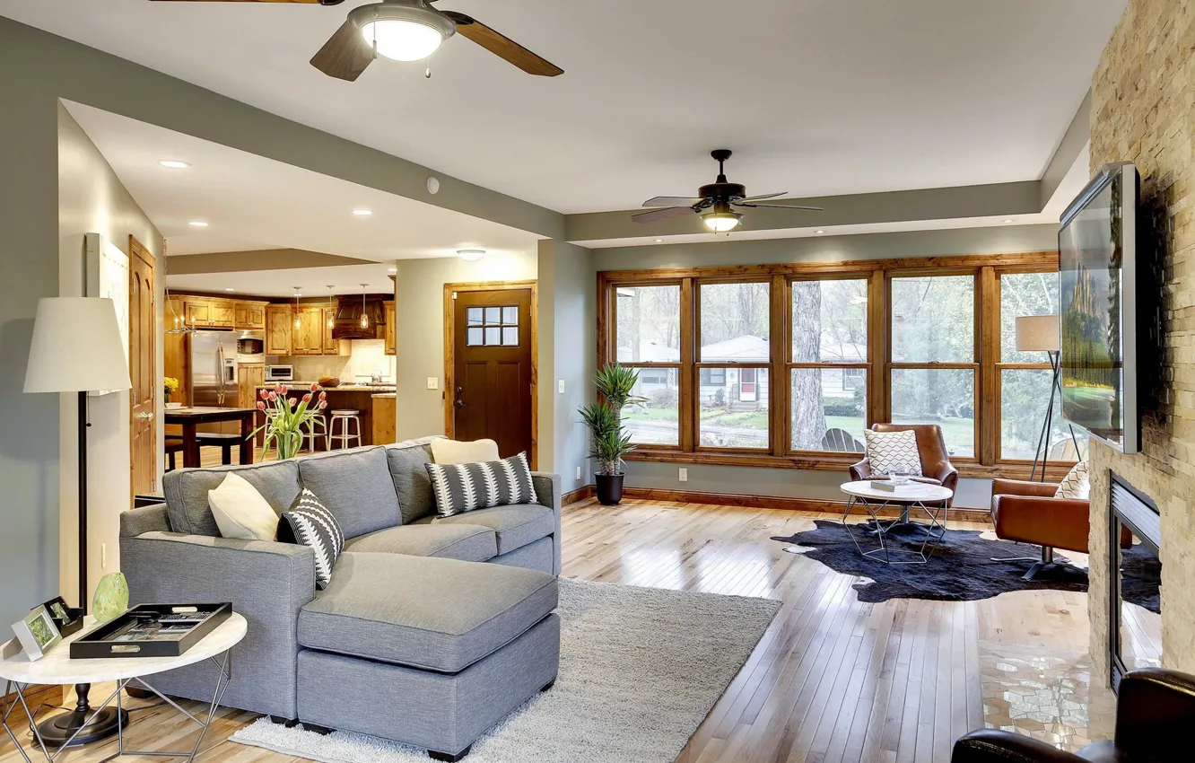 Photo wallpaper interior, kitchen, living room, dining room