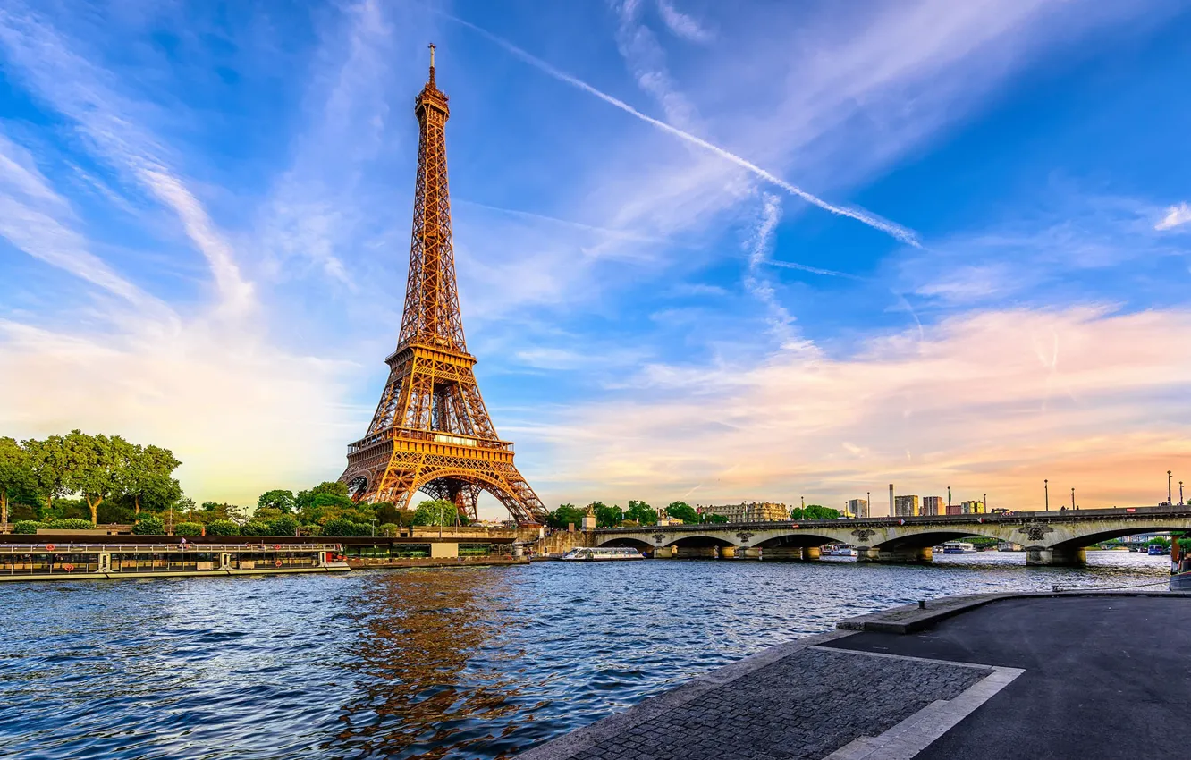 Photo wallpaper Eiffel tower, Paris, Bridge
