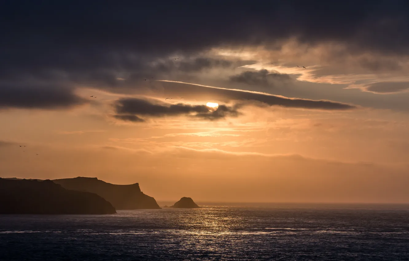 Photo wallpaper sea, the sky, night, nature