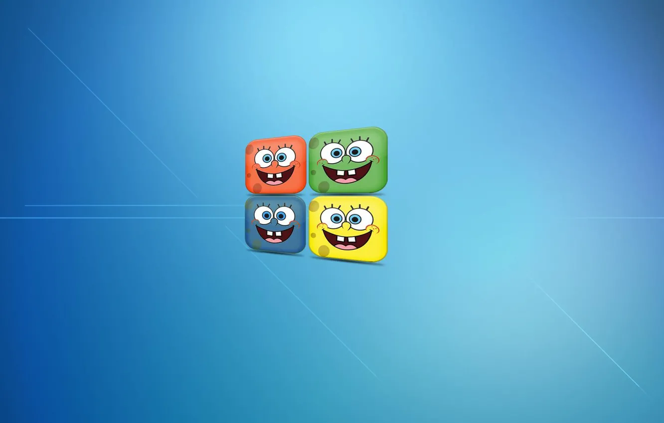Photo wallpaper smile, windows, sponge, sponge Bob, beans