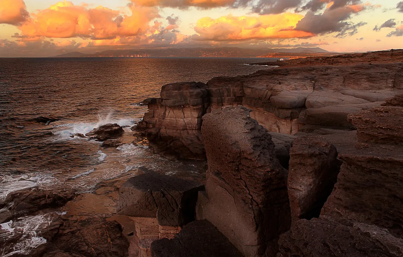 Photo wallpaper stones, surf, Italy, Sardinia