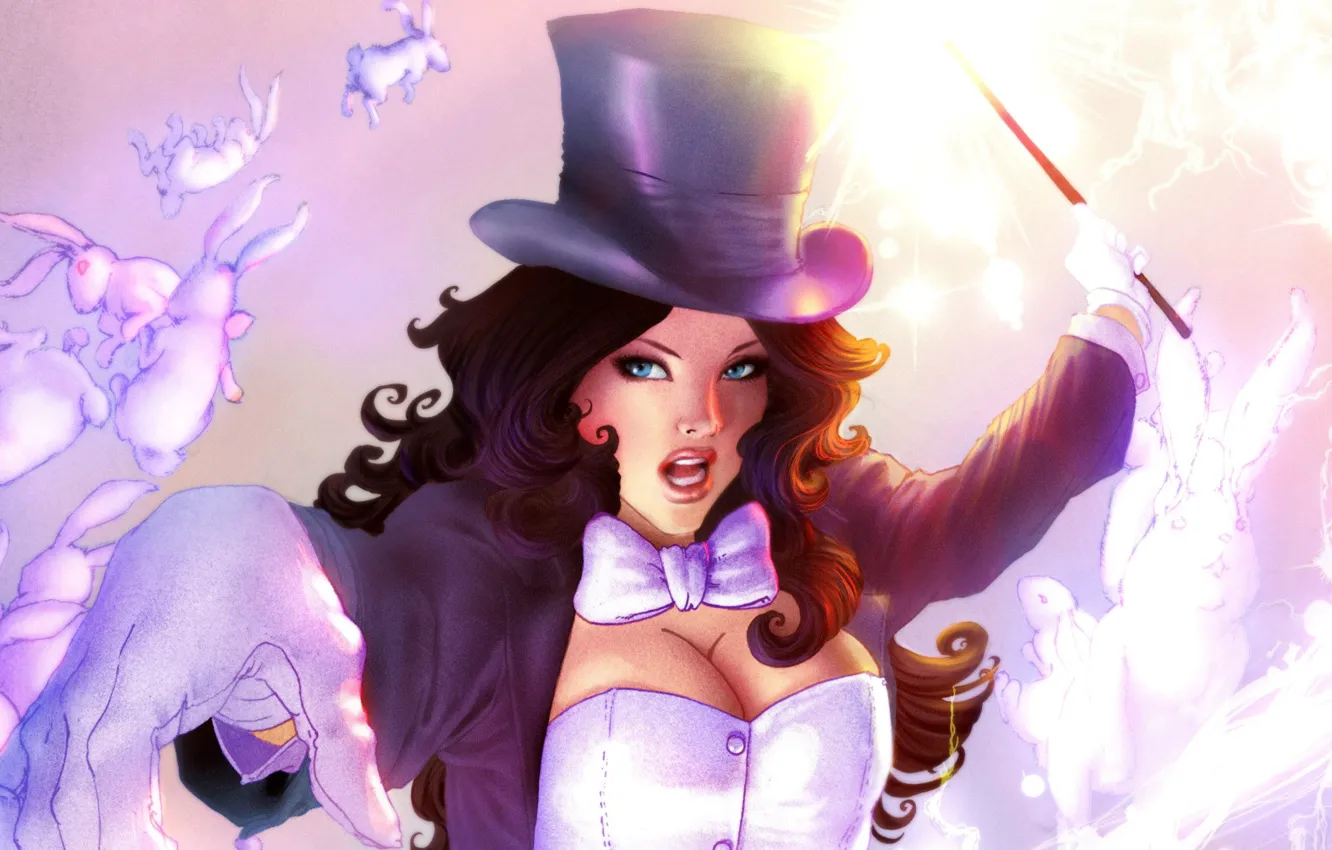 Photo wallpaper magic, rabbit, spell, magic wand, DC Comics, Zatanna