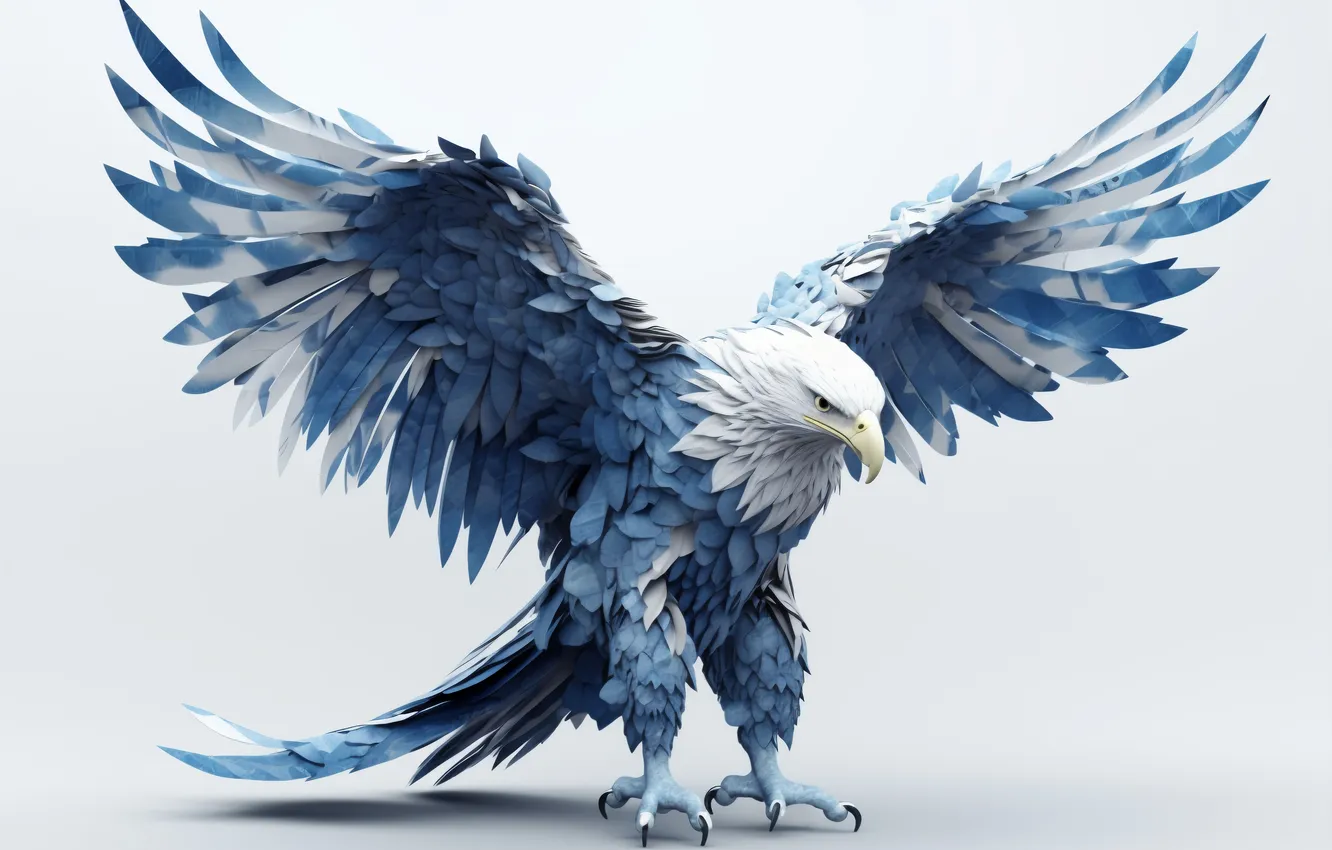 Photo wallpaper Eagle, wings, rendering
