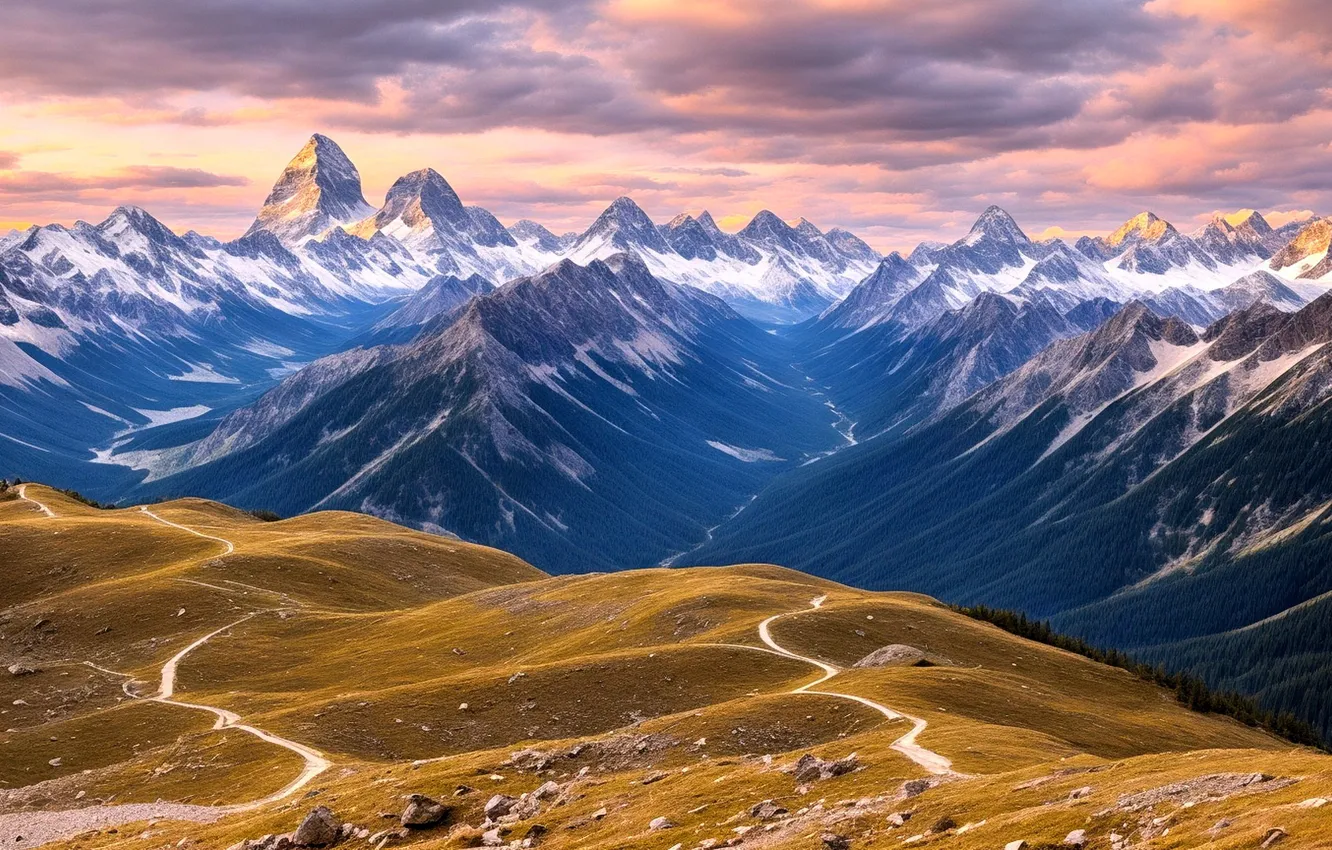 Photo wallpaper sky, landscape, nature, mountains