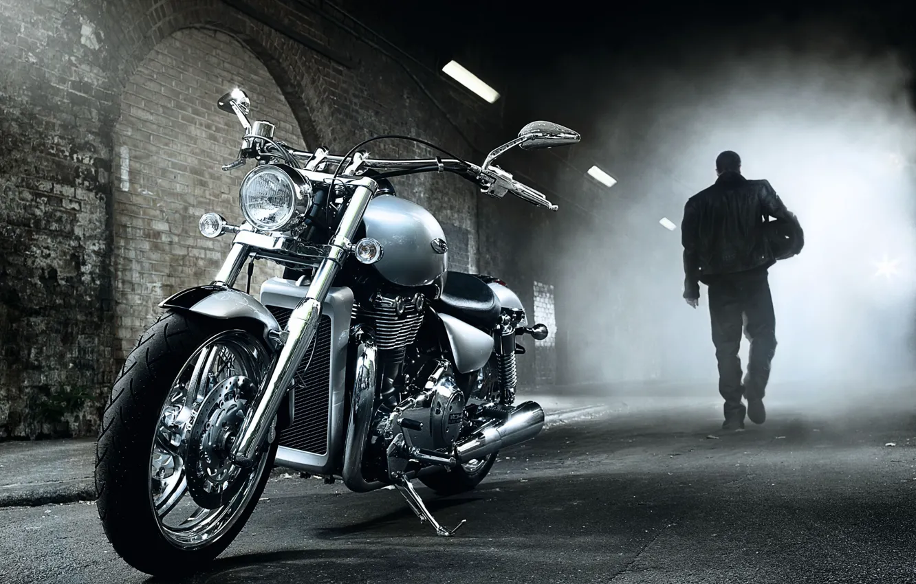 Photo wallpaper motorcycle, tunnel, stannic